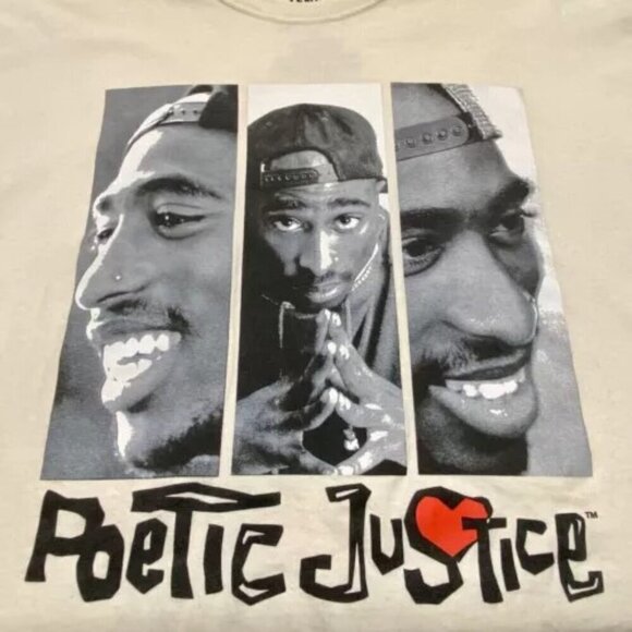 2 Pac TuPac Poetic Justice Shirt Philcos Adult Large Cream Graphic Logo T-Shirt - Picture 11 of 12